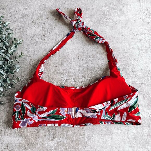 ModCloth Floral Red and White Bikini Size Large - Picture 3 of 10